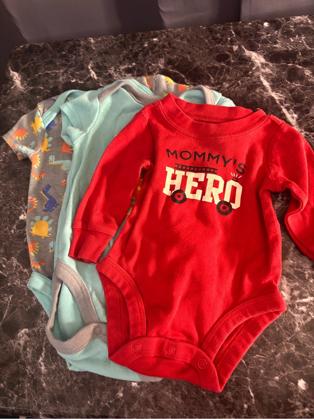 Carter's Red "Mommy's Hero" Long-Sleeve Baby One-Piece